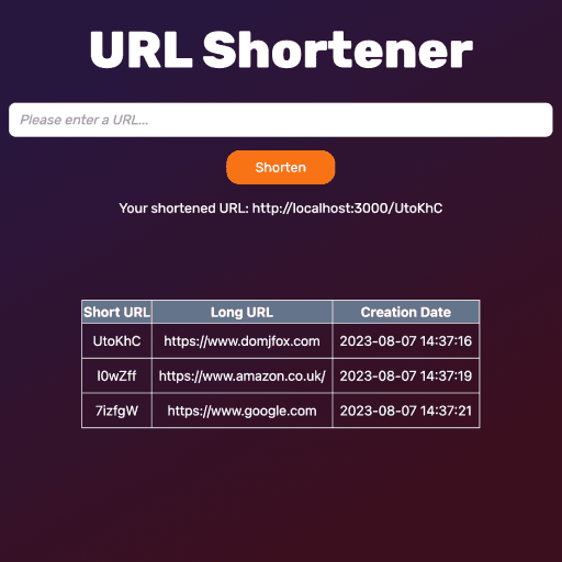 URL Shortener website built with Flask